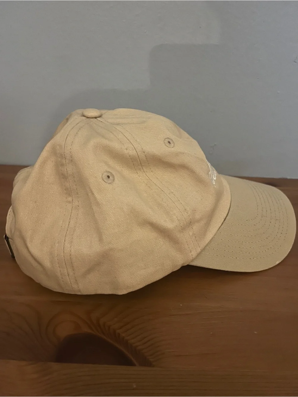Women’s  Beige 'das cute' Embroidered Baseball Cap- New
